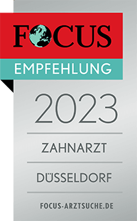 Zahnarztempfehlung der Zeitschrift Focus für Düsseldorf 2023. Web: focus-arztsuche.de